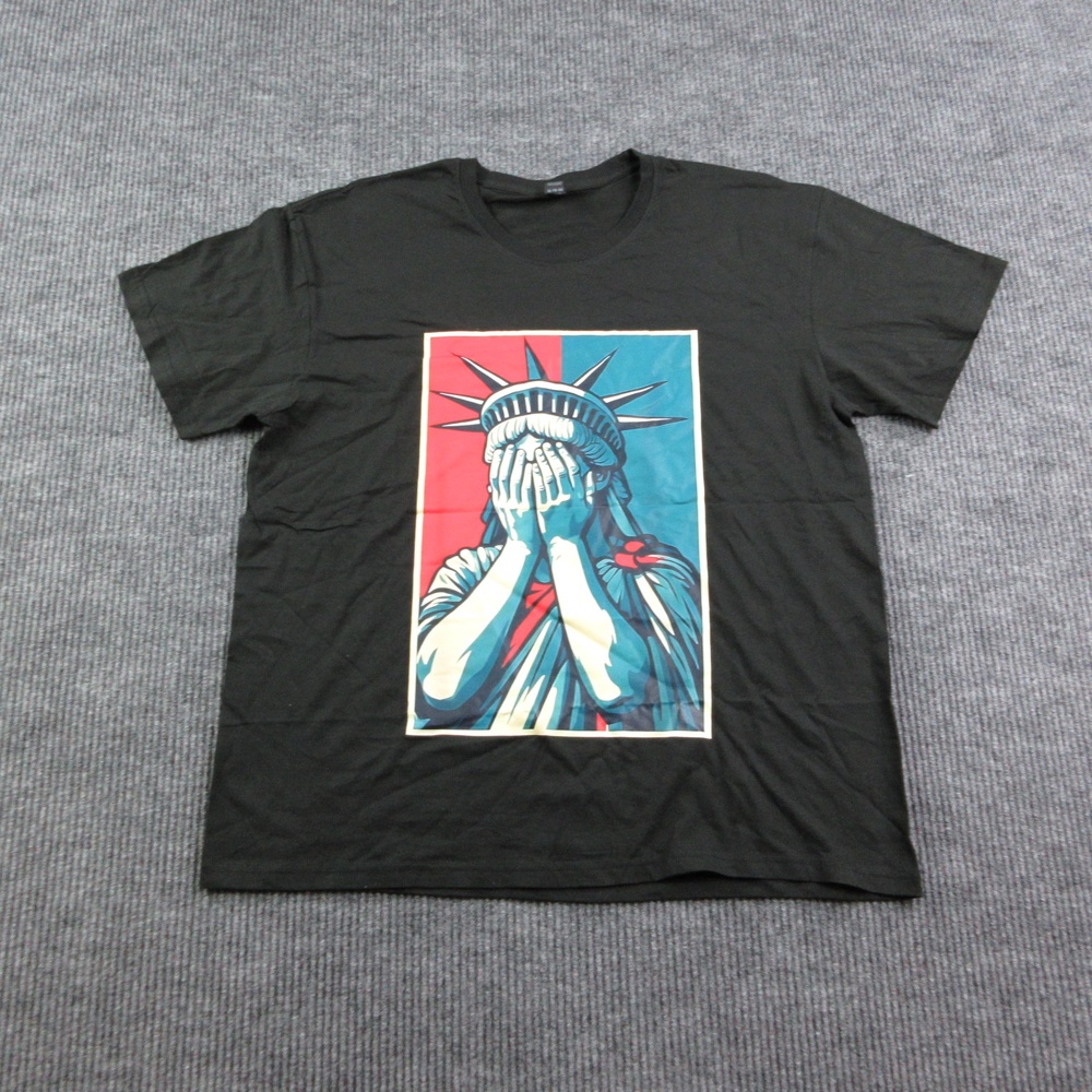 Statue Of Liberty Shirt Mens XL Black Crew Neck 100% Cotton Jersey Graphic Tee